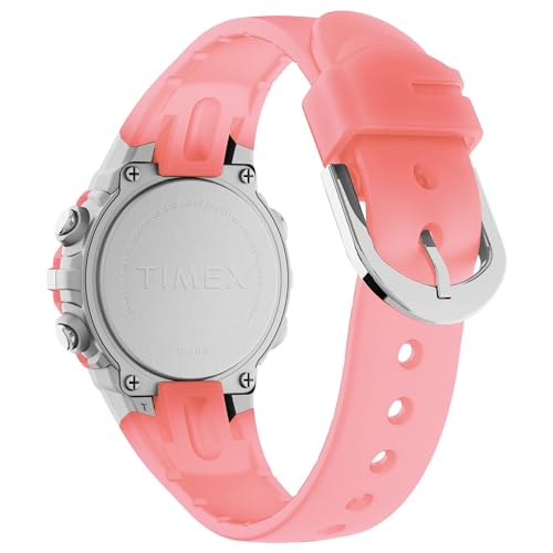 Timex Men's Digital 33mm Watch - Pink Strap Digital Dial Silver-Tone Case