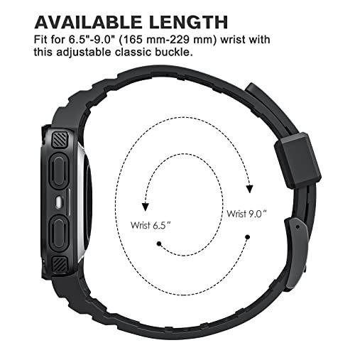 Fintie Bands with Case Compatible with Fitbit Versa 4/3/2/1/Versa Lite/Fitbit Sense 2/Sense, Protective Case Strap Rugged Sport Band Men, Black