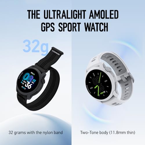 COROS PACE 4 Ultralight Sport GPS Watch, 1.2" AMOLED Touchscreen,19 Days of Daily use, Voice Features, Advanced Training Tools, Accurate GPS, Heart Rate Monitor (Black Silicone, Standard)