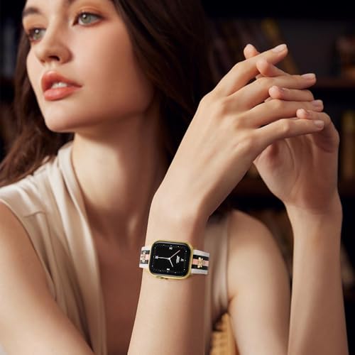 MOINSPIRE Designer Leather Bands with Charms Compatible with Apple Watch 38mm 40mm 41mm 42mm(S11/10) Women Men Genuine Leather Strap Elegant Wristbands for iWatch Series 11/10/9/8/7/6/5/3/2/1/SE/Ultra