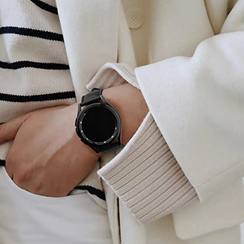 Vancle Quick Release Genuine Leather Watch Band 20mm 22mm Leather Watch Strap, 20mm Black
