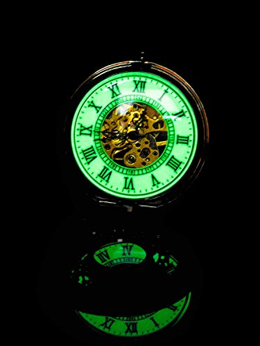 BOSHIYA Mechanical Pocket Watch, Luminous Skeleton Black for Men.