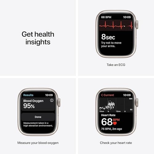Apple Watch Series 7 (GPS, 41mm) Starlight Aluminum Case with Starlight Sport Band, Regular (Renewed)