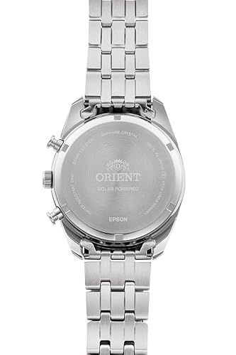 Orient Watch RN-TX0305S Contemporary Solar-Powered Chronograph Men's Wristwatch, White, White, Bracelet Type