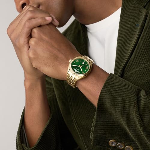 Fossil Men's Watch, Campbell Three-Hand Day-Date Gold-Tone Stainless Steel Watch for Men