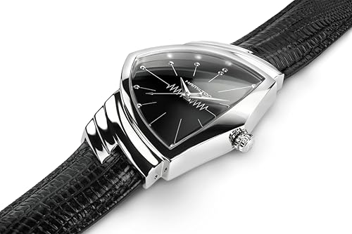 Hamilton Ventura Swiss Quartz Men's Watch, 32mm x 50mm Stainless Steel Case, Swiss Made, Black Dial Analog Wrist Watch for Men, 50m Waterproof, Mineral Crystal