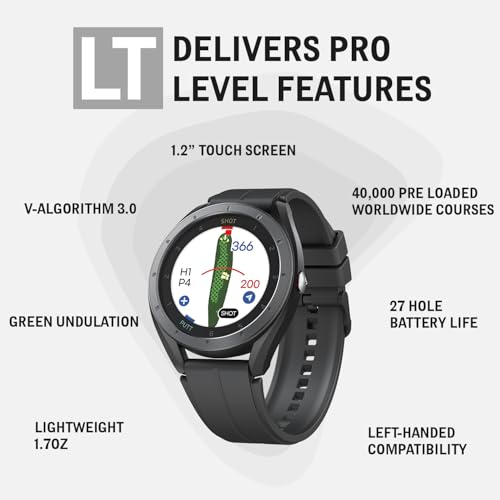 Voice Caddie T11 LT GPS Golf Watch LCD Display with Green Undulation No Monthly Subscription Slope Mode 40K+ Preinstalled Courses, Course View, Practice Tempo Mode, Putt View 1.2" Color Touchscreen