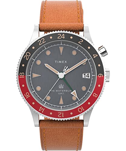 Timex Men's Waterbury 39mm Watch - Tan Strap Black Dial Stainless Steel Case