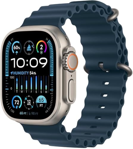 Apple Watch Ultra 2 [GPS + Cellular, 49mm] - Titanium Case with Blue Ocean Band, One Size (Renewed Premium)