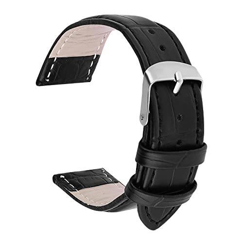 TIESOME Quick Release Leather Watch Bands, Replacement Leather Watch Strap for Men Women - 18mm 20mm 22mm (20mm, Black)