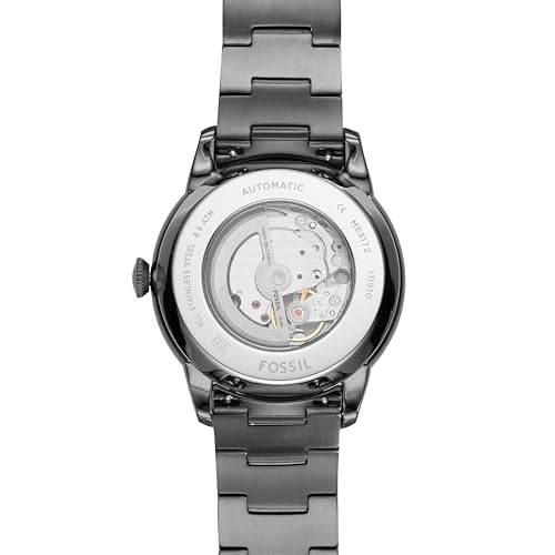 Fossil Men's Watch, Townsman Automatic Stainless Steel Two-Hand Skeleton Watch for Men, Color: Smoke