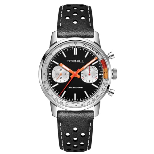 Men's Mechanical Chronograph 40 mm Seagull ST1901 Movement Pilot Watches Manual Winding Men Watch Sapphire Luminous Men's Mechanical Wristwatch (Black)