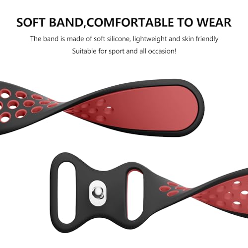Meliya 20mm 22mm Watch Bands Quick Release Replacement Wristband, Soft Silicone Bands Breathable Sport Replacement Straps for Men Women (22mm, Black-Red)