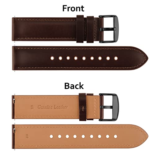 20mm Leather Band for Timex Expedition Bands, Soft Leather Replacement Band for Timex Men's Expedition Scout 40mm 43mm/Expedition Acadia 40mm/Digital CAT 39mm/Field 43mm/Rugged Core Analog Watch (Vintage Brown)