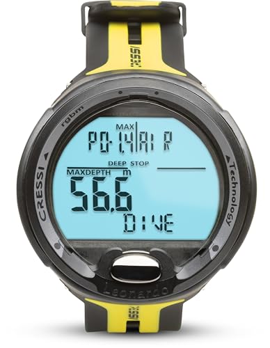 Cressi Leonardo 2.0 Dive Computer - Black/Yellow - Backlit & Water Resistant Dive Watch - Nitrox & Gauge Diving Computer - Sport Watch
