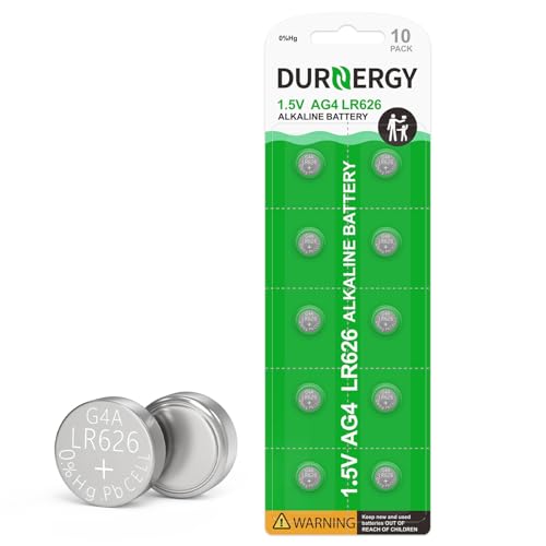 DURNERGY SR626SW Watch Battery 10 Pack, AG4 Alkaline Button Cell Battery, 377/376 Watch Batteries, 1.5V LR626 Batteries 377A