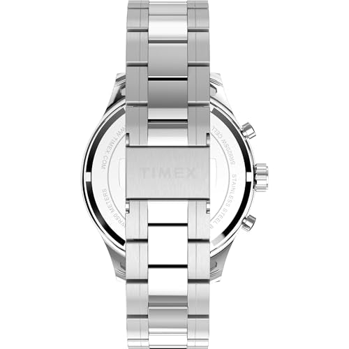 Timex Men's Dress Chronograph 43mm Watch - Silver-Tone Bracelet Black Dial Silver-Tone Case