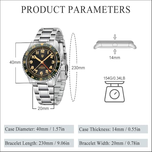 Pagani Design Watches for Men Automatic Mechanical GMT Watch 40mm Sapphire Glass 316L Stainless Steel Waterproof Diver Business Men's Wrist Watches