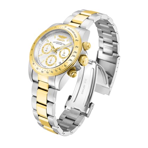 Invicta Men's Speedway 39.5mm Steel and Gold Tone Stainless Steel Chronograph Quartz Watch, Two Tone/White (Model: 9212)