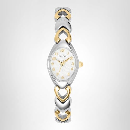 Bulova Ladies' Classic Two-Tone Stainless Steel 3-Hand Quartz, White Patterned Dial Style: 98V02