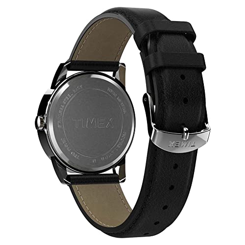 Timex Men's Easy Reader 38mm Watch – Silver-Tone Case Blue Dial with Black Leather Strap