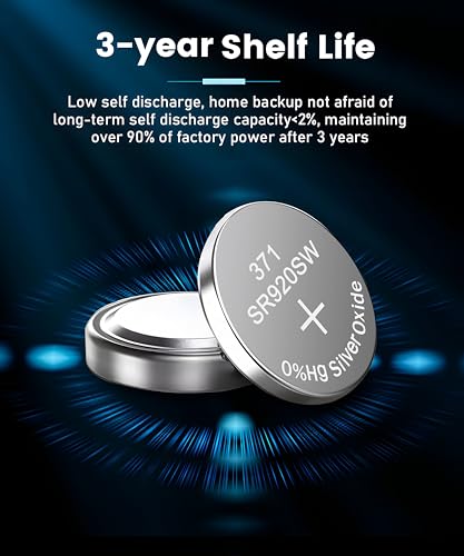 YKM 10 Pack SR920SW 371 Watch Batteries 1.55V Silver Oxide Button Cells