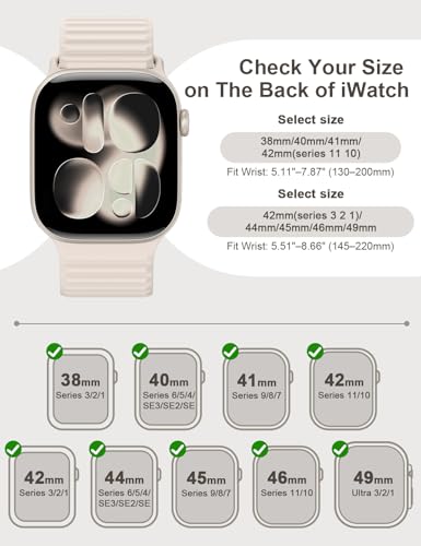 Magnetic Silicone Sport Bands Compatible with Apple Watch Band 40mm 38mm 41mm 42mm 44mm 45mm 46mm 49mm for Women Men, Soft Strap Loop Wristband for iWatch bands Series 11 10 9 8 7 6 5 4 3 2 1 SE Ultra
