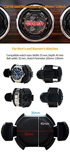 Oryx 6 Watch Winders for Automatic Watches Wooden Rotating Watch Box 15 Rotation Modes Setting Display Case with LED Light, AC or USB Powered Super Quiet Mabuchi Motor