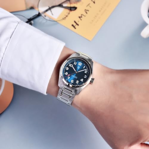 PAGRNE DESIGN Watches Men Automatic Mechanical 38MM Men's Pilot Watch NH35A Waterproof 200m Dive Sport Sapphire Glass Stainless Steel Wrist Watch