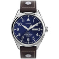 Timex Men's X Pan Am Day-Date 42mm Watch - Brown Strap Blue Dial Stainless Steel Case