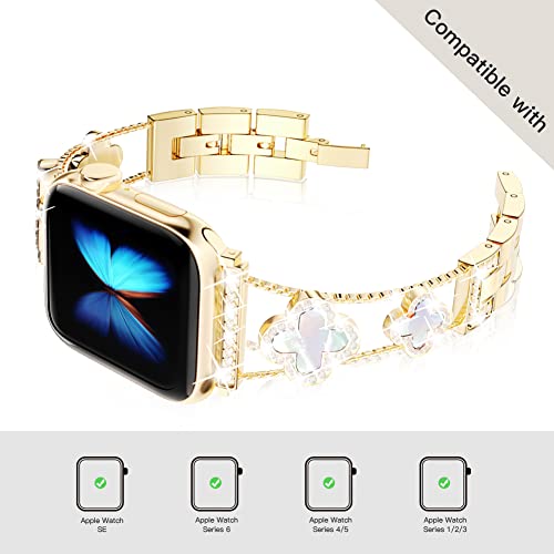 38/40/41/42 mm(Series 10) cool woman chain metal smartwatch strap compatible with Apple Watch Band Series 11/10/9/8/7/6/SE/5/4 adjustable replacement watch bracelet for Iwatch gold Watch Band