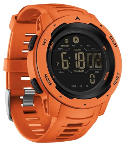 findtime Men's Digital Watch Waterproof Pedometer Watches Sport Watch Step Counter Calorie Military Watch with Stopwatch Alarm LED Backlight Countdown