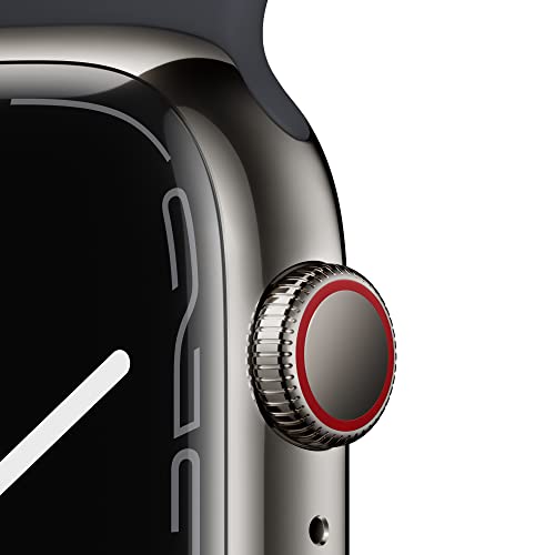 Apple Watch Series 7 (GPS + Cellular, 45MM) Graphite Stainless Steel Case with Midnight Sport Band (Renewed)