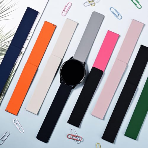 WOCCI 22mm Magnetic Watch Band, Wood Grain Silicone, Quick Release (Black)