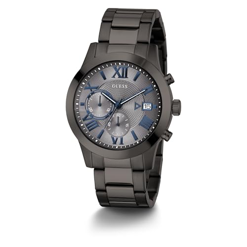 GUESS Stainless Steel Gunmetal Chronograph Bracelet Watch with Date. Color: Gunmetal (Model: U0668G2)
