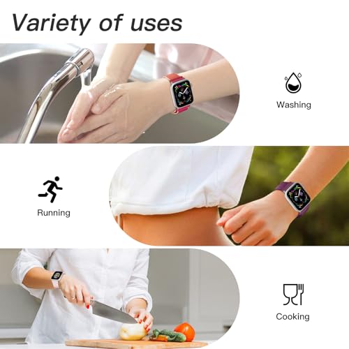 ONFNZ 6 Pack Nylon Sport Loop Band for Women & Men, Soft Adjustable Replacement Straps for iWatch Series 11 & 10, Plum/Rose Pink/Light Pink/Black/Shimmering White/Blue Cloud, 38/40/41/42 mm