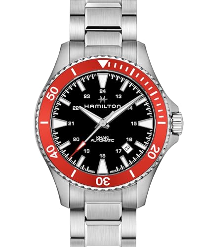 Hamilton Khaki Navy Scuba Automatic Men's Watch, 40mm Stainless Steel Case, Swiss Made, Black Dial Analog Wrist Watch, 100m Waterproof, Sapphire Crystal, 3-Hand Movement, Stainless Steel Strap