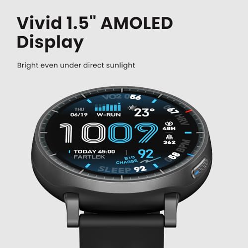 Amazfit Active Max Smart Watch 1.5" AMOLED Display, 25-Day Battery, Offline Maps, GPS, 4GB Storage, 170+ Sport Modes, 5 ATM Water Resistant, Heart Rate & Sleep Fitness Tracker for Android & iPhone