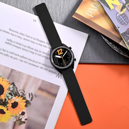 WOCCI 22mm Magnetic Watch Band, Wood Grain Silicone, Quick Release (Black)