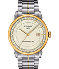 Tissot mens Tissot Luxury Powermatic 80 316L stainless steel case with yellow gold PVD coating Automatic Watch, Grey, Stainless steel, 22 (T0864072226100)