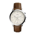 Fossil Men's Watch, Neutra Quartz Stainless Steel and Chronograph Leather Watch for Men, Color: Silver, Brown