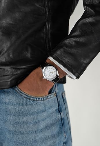 Hamilton Khaki Field Murph Automatic Men's Watch, 38mm Stainless Steel Case, Swiss Made, White Dial Analog Wrist Watch for Men, 100m Waterproof, Sapphire Crystal, 3-Hand Movement, Calf Leather Strap