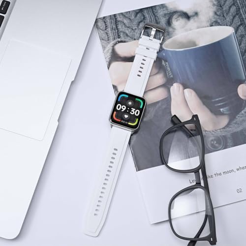 BISONSTRAP 20mm Silicone Watch Bands, Flexible Rubber Watch Straps for Men and Women, White with Silver Buckle