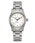 Hamilton Khaki Field Khaki Quartz Men's Watch, 38mm Stainless Steel Case, Swiss Made, White Dial Analog Wrist Watch for Men, 50m Waterproof, Sapphire Crystal, Stainless Steel Strap