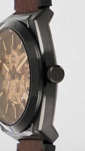 Fossil Men's Everett Automatic Stainless Steel, Three-Hand Watch for Men, Color: Black, Brown