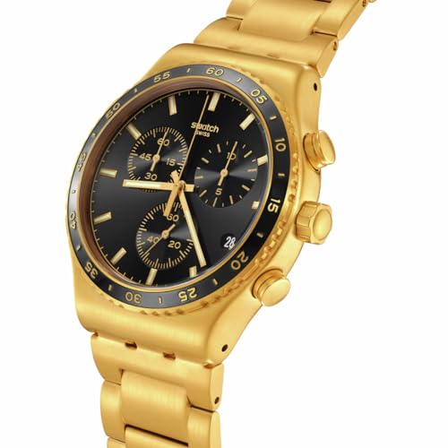 Swatch I New Chrono Unisex Watch Casual Plastic Yellow Quartz Waterproof in The Black