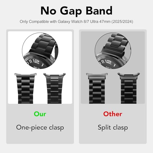 SPGUARD Metal Band Compatible with Samsung Galaxy Watch 7/8 Ultra 47mm (2025/2024), No Gap Stainless Steel Band Strap for Men Women Business, NOT for Other Models