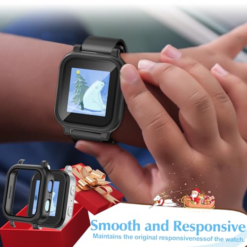 3 Pack Protective Case Compatible with Gabb Watch 3/3e - Hard PC Bumper Cover with Built-in Tempered Glass Screen Protector