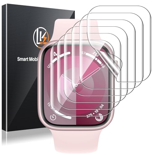 LK 6 Pack for Apple Watch Screen Protector 45mm Series 9 8 7 [New Version] Anti-Scratch, Self-Healing Soft TPU Screen Protector for Apple Watch 45mm, Bubble Free, HD Transparent, Touch Sensitive