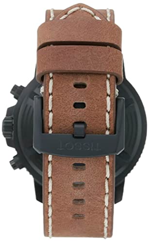 Tissot Mens Seastar 1000 Chronograph 316L Stainless Steel case with Black PVD Coating Quartz Watch, Beige, Leather, 22 (T1204173605100)